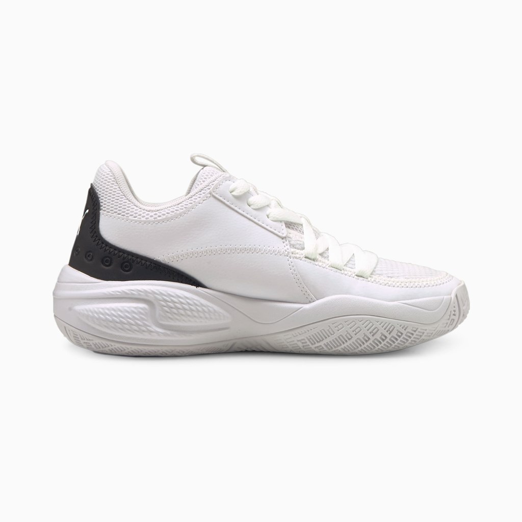 Chlapecké Basketbalové Boty Puma Court Rider I JR Bílé Černé | 542983-JPV