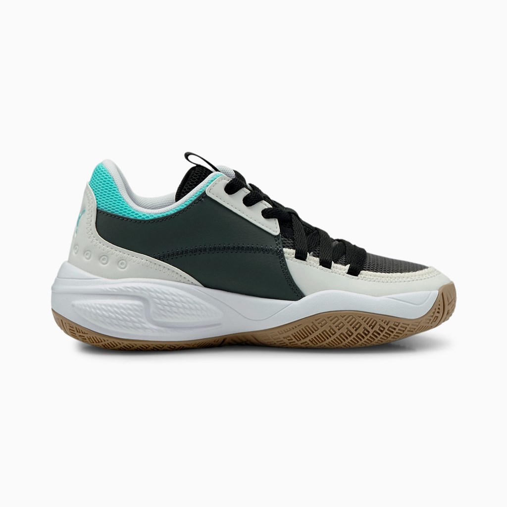 Chlapecké Basketbalové Boty Puma Court Rider Summer Days JR Ebony / Elektro Aqua | 854671-ASF