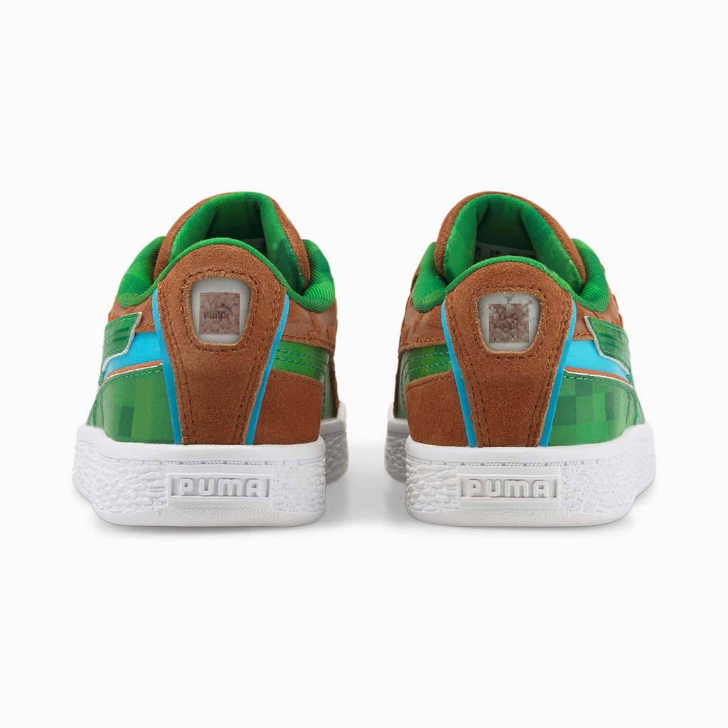 Chlapecké Tenisky Puma PUMA x MINECRAFT Suede Little Hnědé Zelene | 028SNPWCT