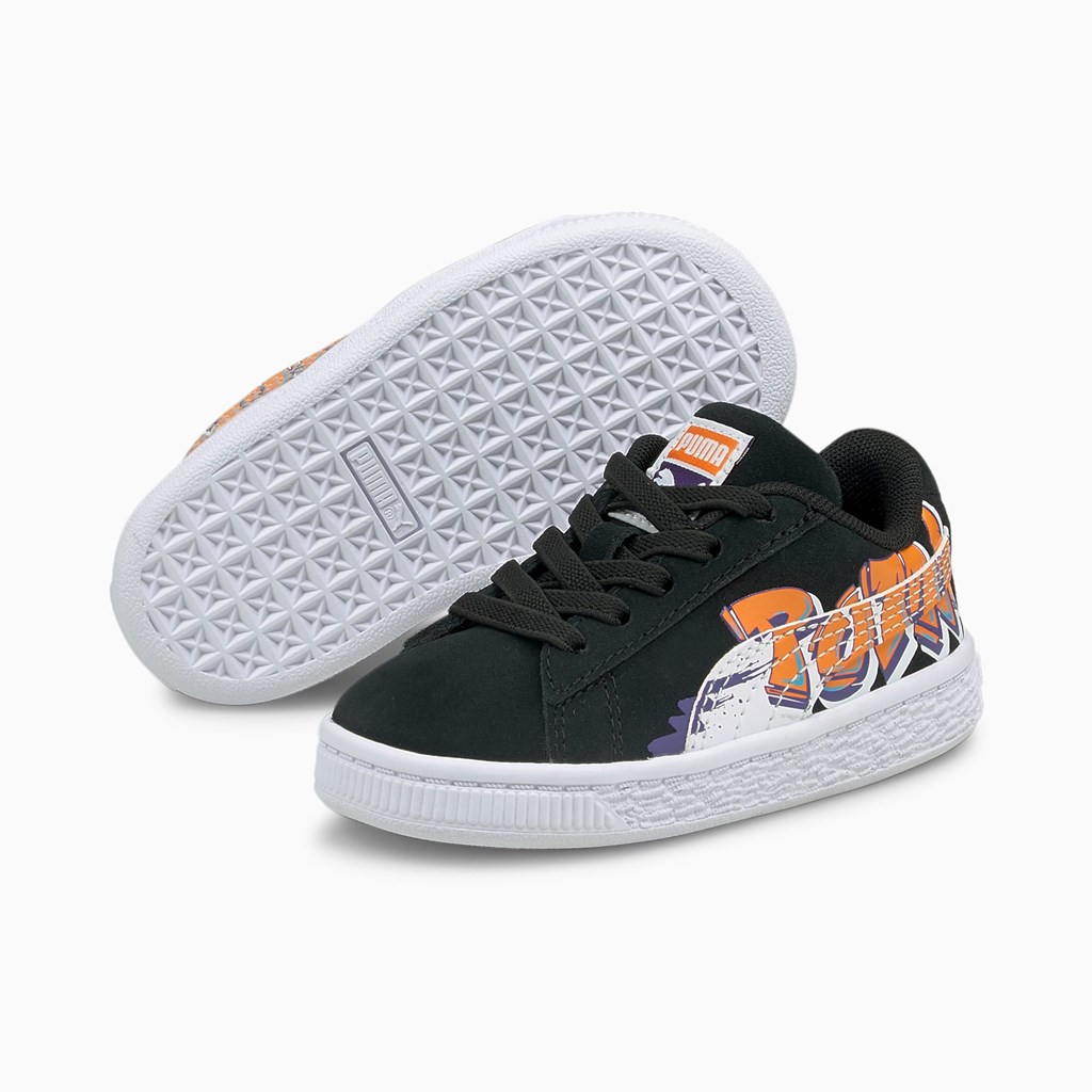 Chlapecké Tenisky Puma Suede Street Art Toddler Černé Oranžové | 416PQBHZA