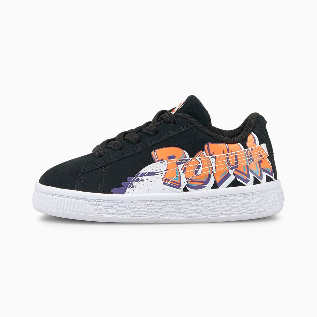 Chlapecké Tenisky Puma Suede Street Art Toddler Černé Oranžové | 416PQBHZA