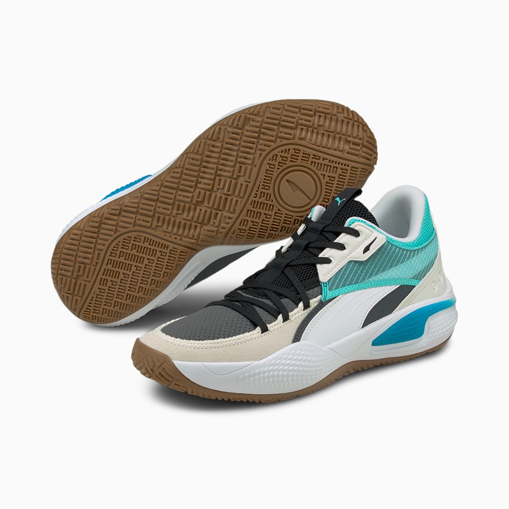 Dámské Basketbalové Boty Puma Court Rider Summer Days Ebony / Elektro Aqua | 196025-NLX