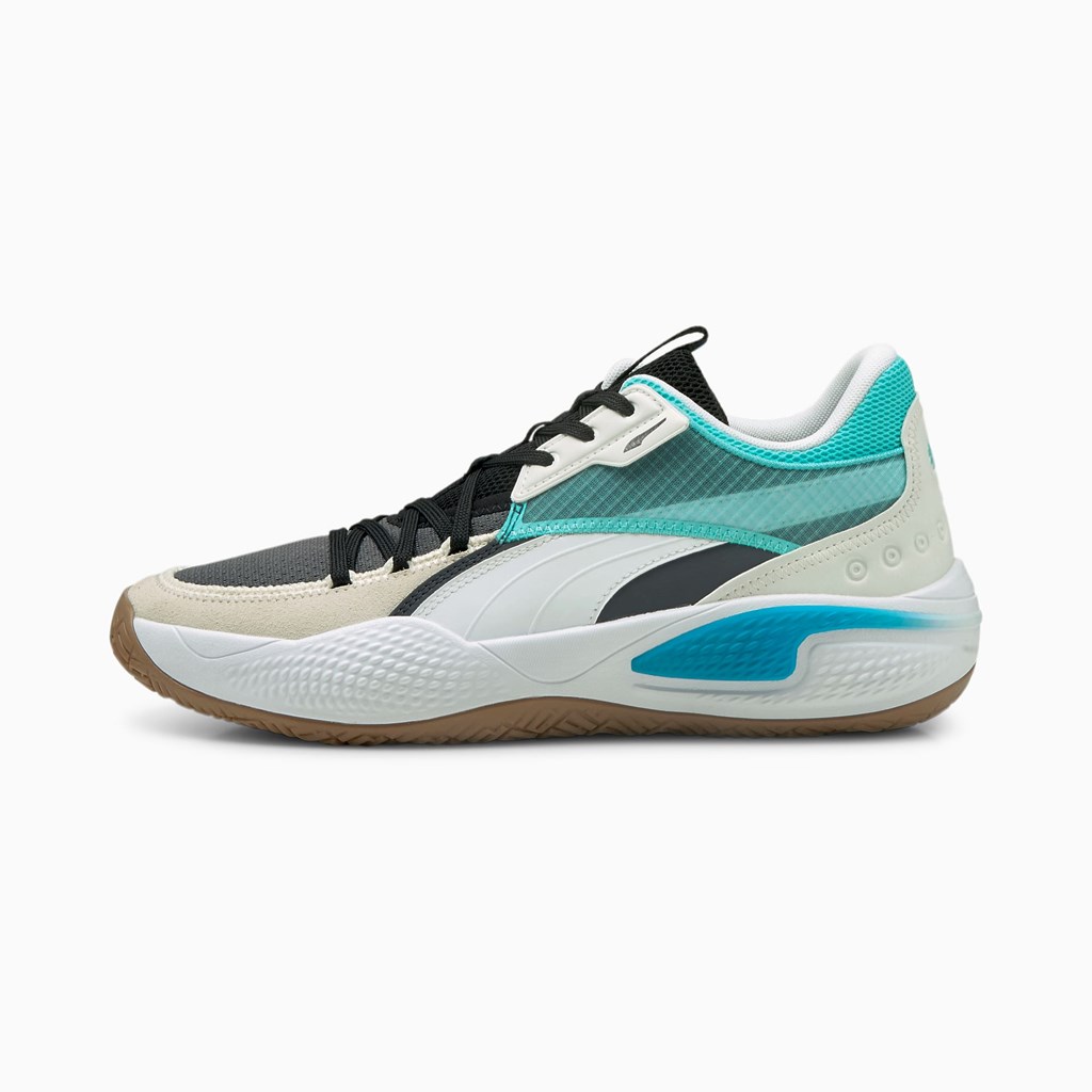 Dámské Basketbalové Boty Puma Court Rider Summer Days Ebony / Elektro Aqua | 196025-NLX