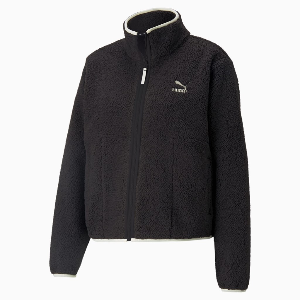 Dámské Bundy Puma CLSX Sherpa Track Černé | 586ATNCBG