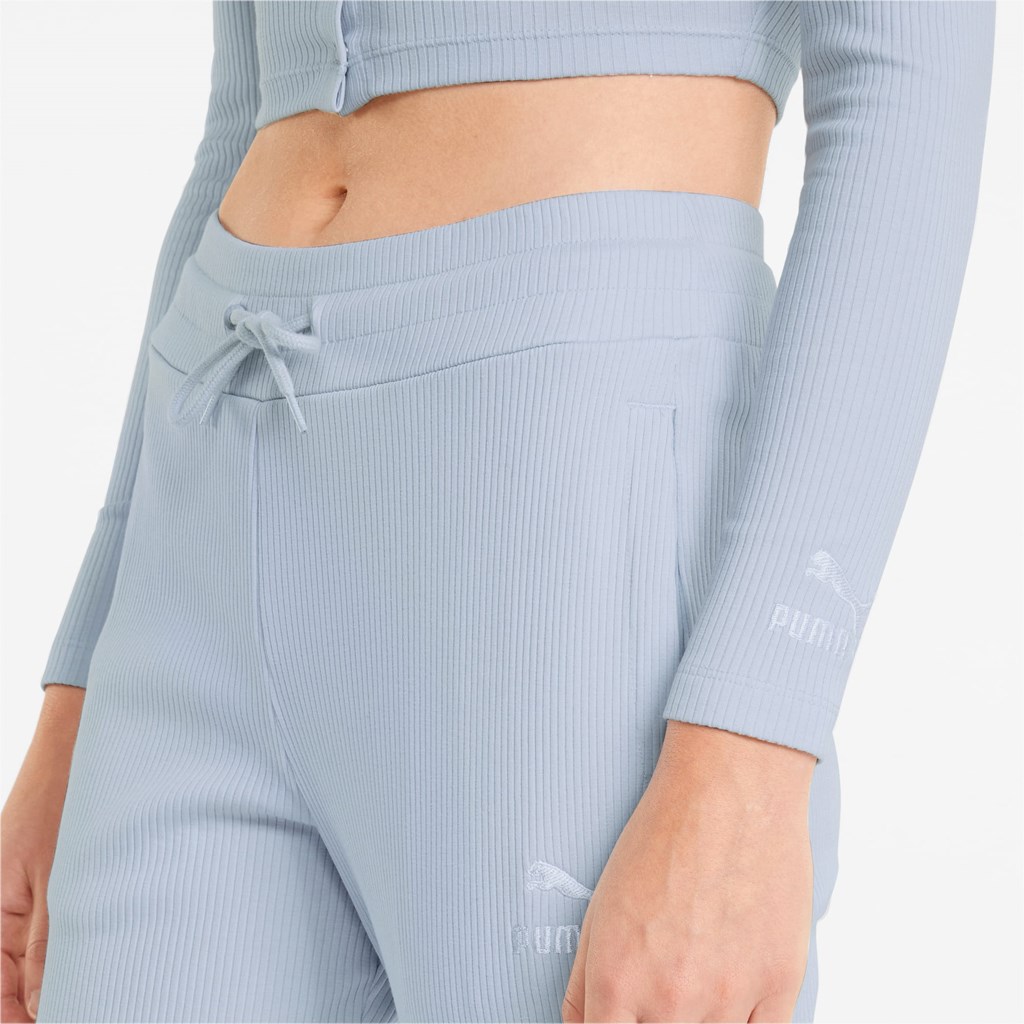 Dámské Běžecké Tričko Puma Classics Ribbed Long Sleeve Arctic Ice | 274LRGWHD