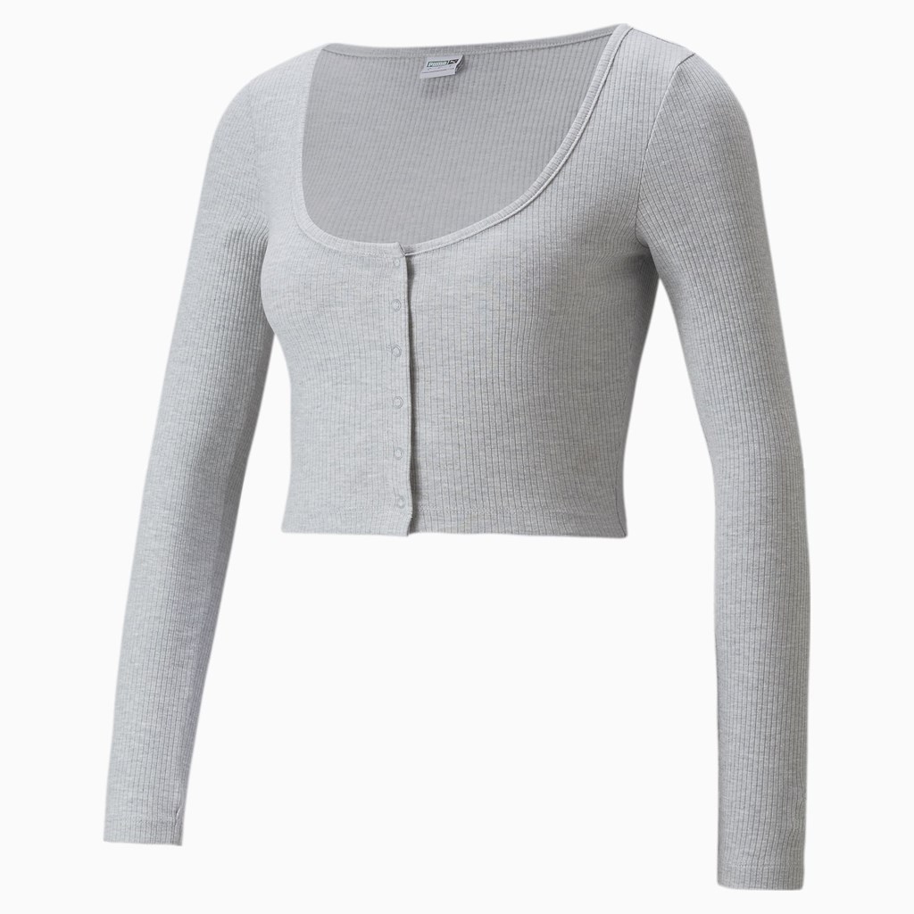 Dámské Běžecké Tričko Puma Classics Ribbed Long Sleeve Světle | 471DUESMI