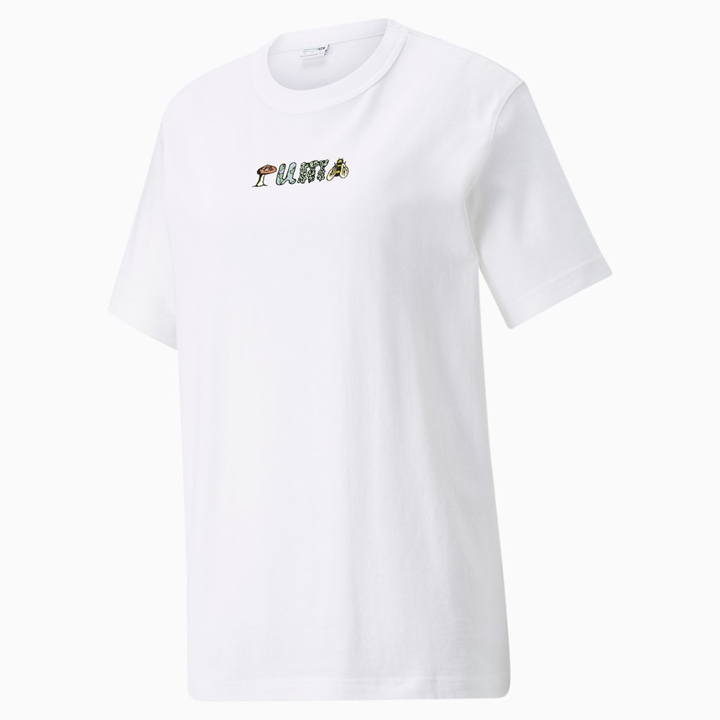 Dámské Běžecké Tričko Puma Downtown Relaxed Graphic Bílé | 510JCVFHX