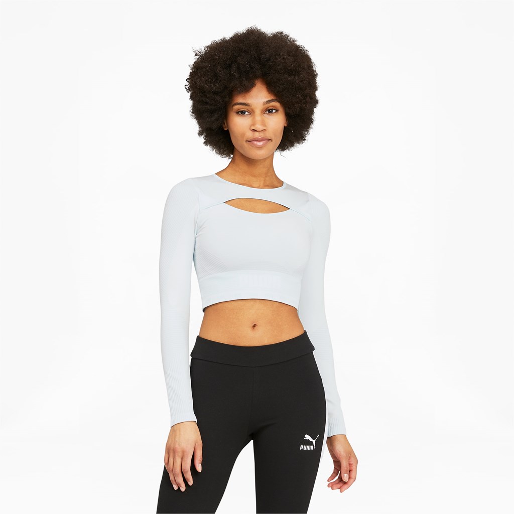 Dámské Běžecké Tričko Puma FORMKNIT SEAMLESS Long Sleeve Tréninková Blankyt Bílé | 451CNGMFY