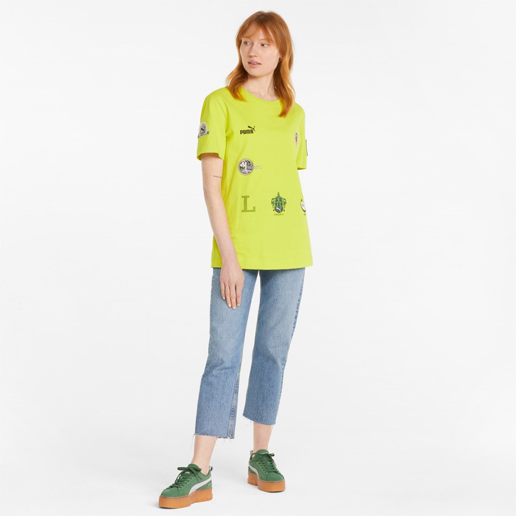 Dámské Běžecké Tričko Puma PUMA x LIBERTY Badge Sulphur Spring | 760VNRTSA