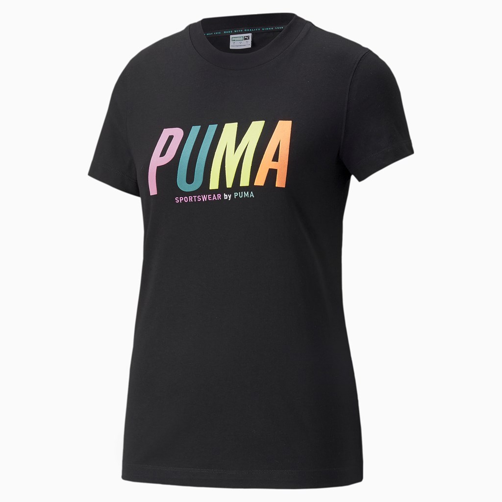 Dámské Běžecké Tričko Puma Sportswear by PUMA Graphic Černé | 276VKNQFC