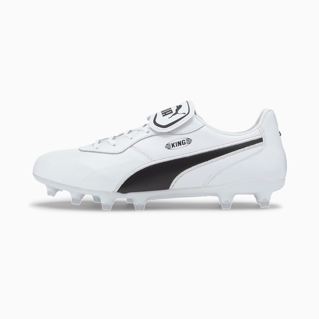 Dámské Kopačky Puma King Top FG Bílé Černé Bílé | OCQLF6782