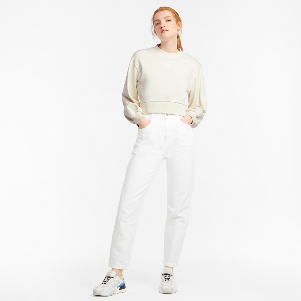 Dámské Mikiny Puma Classics Puff Sleeve Crew Neck Ivory Glow | NGOM17403