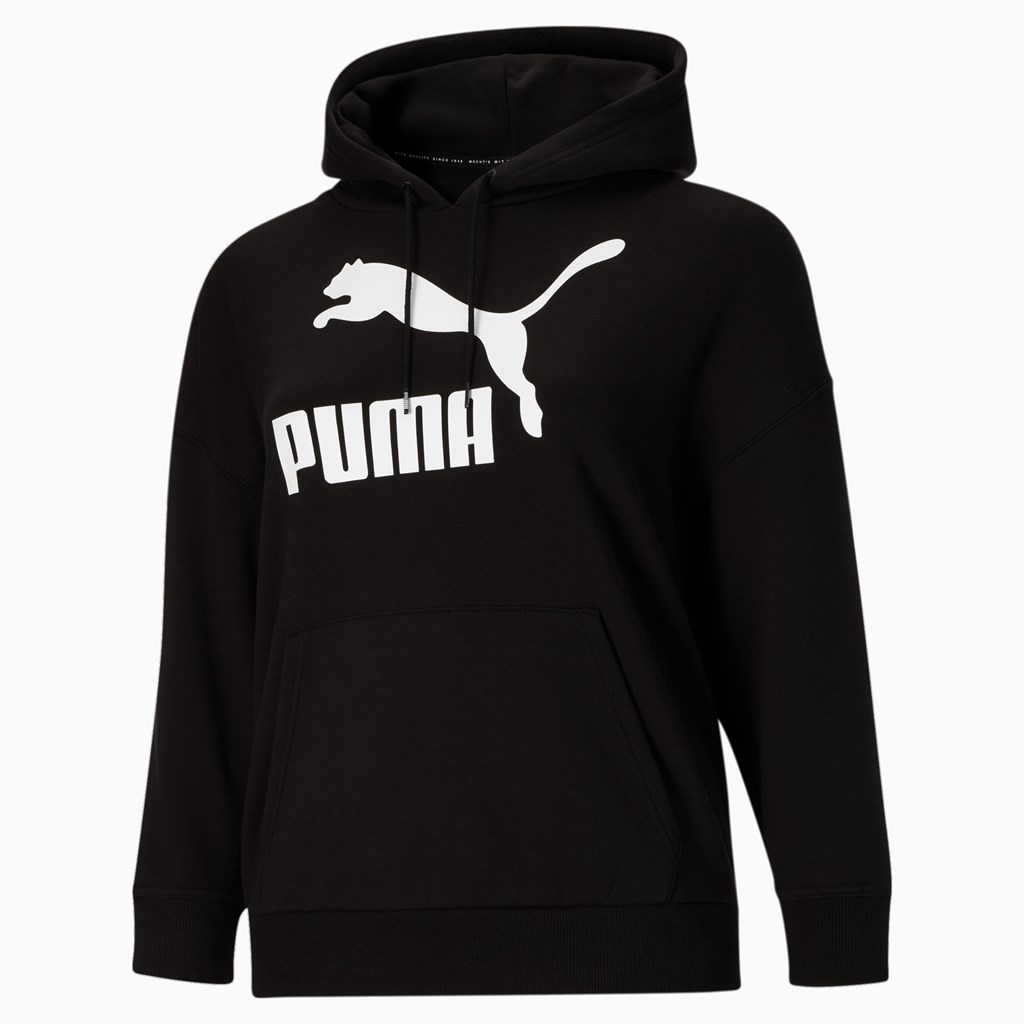 Dámské Mikiny S Kapucí Puma Classics Logo PL Černé Bílé | 246759-RGO