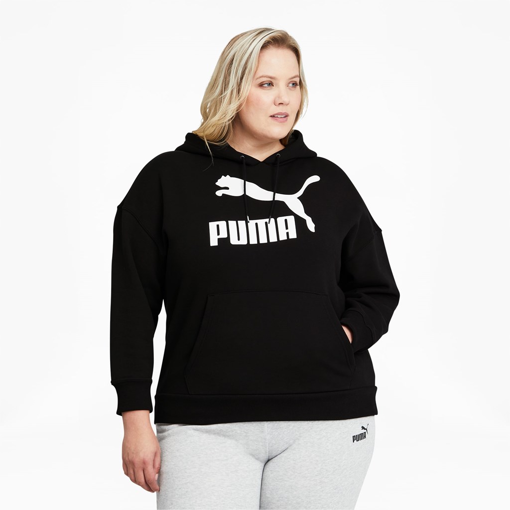 Dámské Mikiny S Kapucí Puma Classics Logo PL Černé Bílé | 246759-RGO