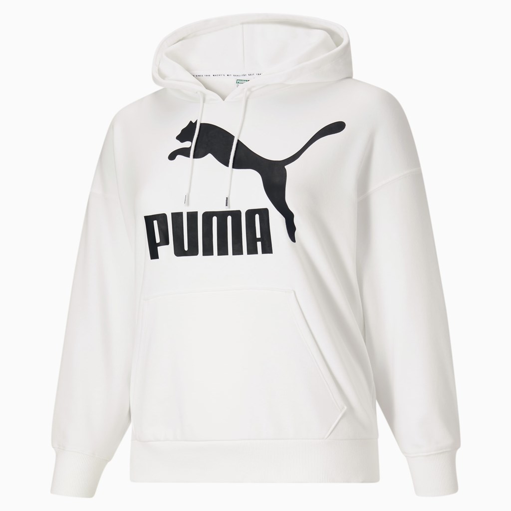 Dámské Mikiny S Kapucí Puma Classics Logo PL Bílé Černé | 278419-VFR