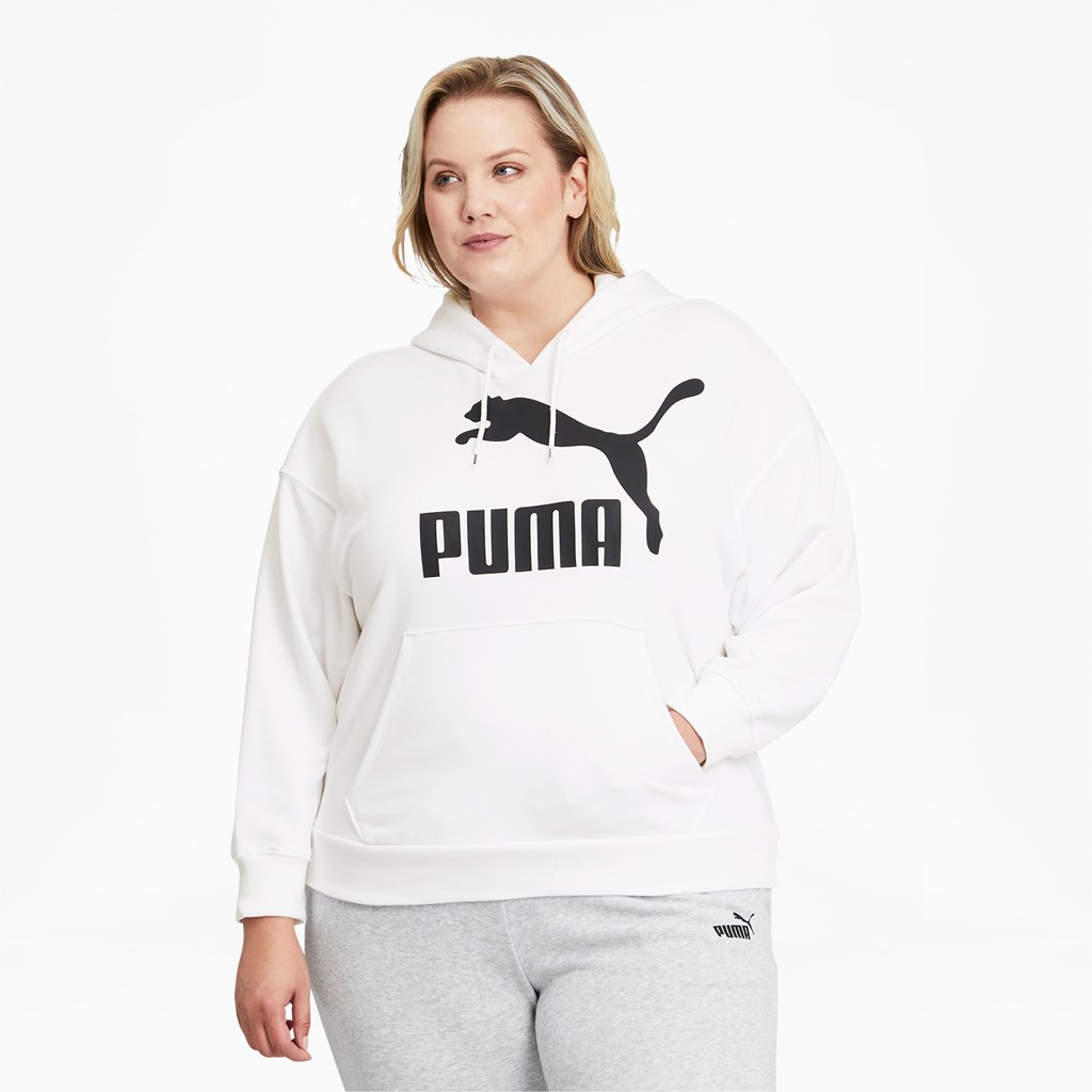 Dámské Mikiny S Kapucí Puma Classics Logo PL Bílé Černé | 278419-VFR