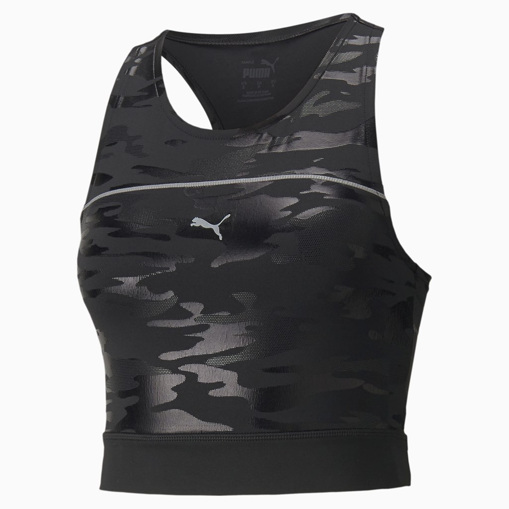 Dámské Tank Tops Puma High Shine Cropped Běžecké Černé | 6745219-YZ