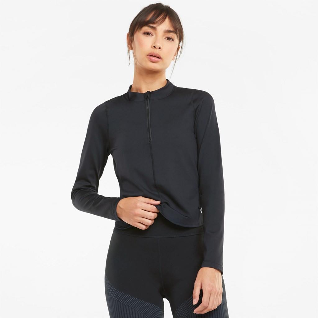 Dámské Topy Puma Eversculpt Zip Long Sleeve Tréninková Černé | 2856314-DO