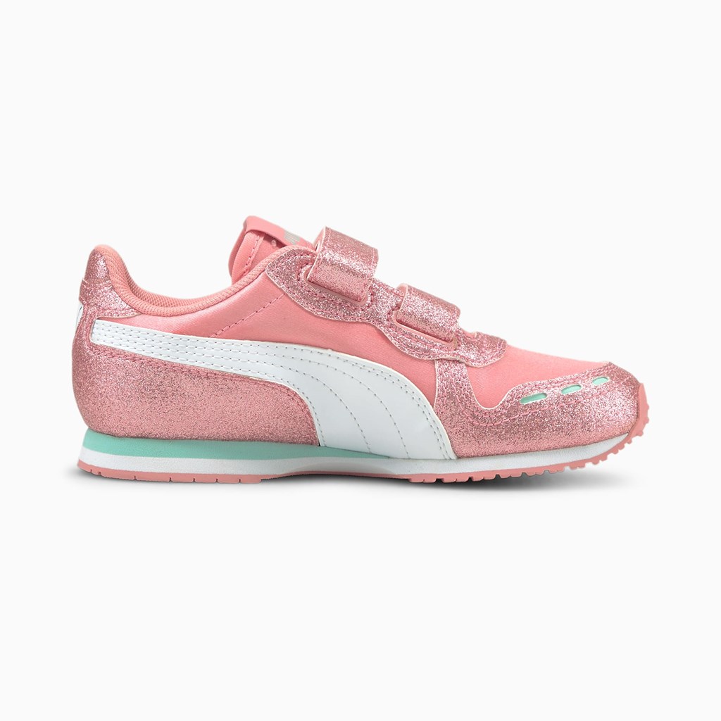 Dívčí Basketbalové Boty Puma Cabana Racer Glitz Ac Ps Bílé | 486091-MZQ