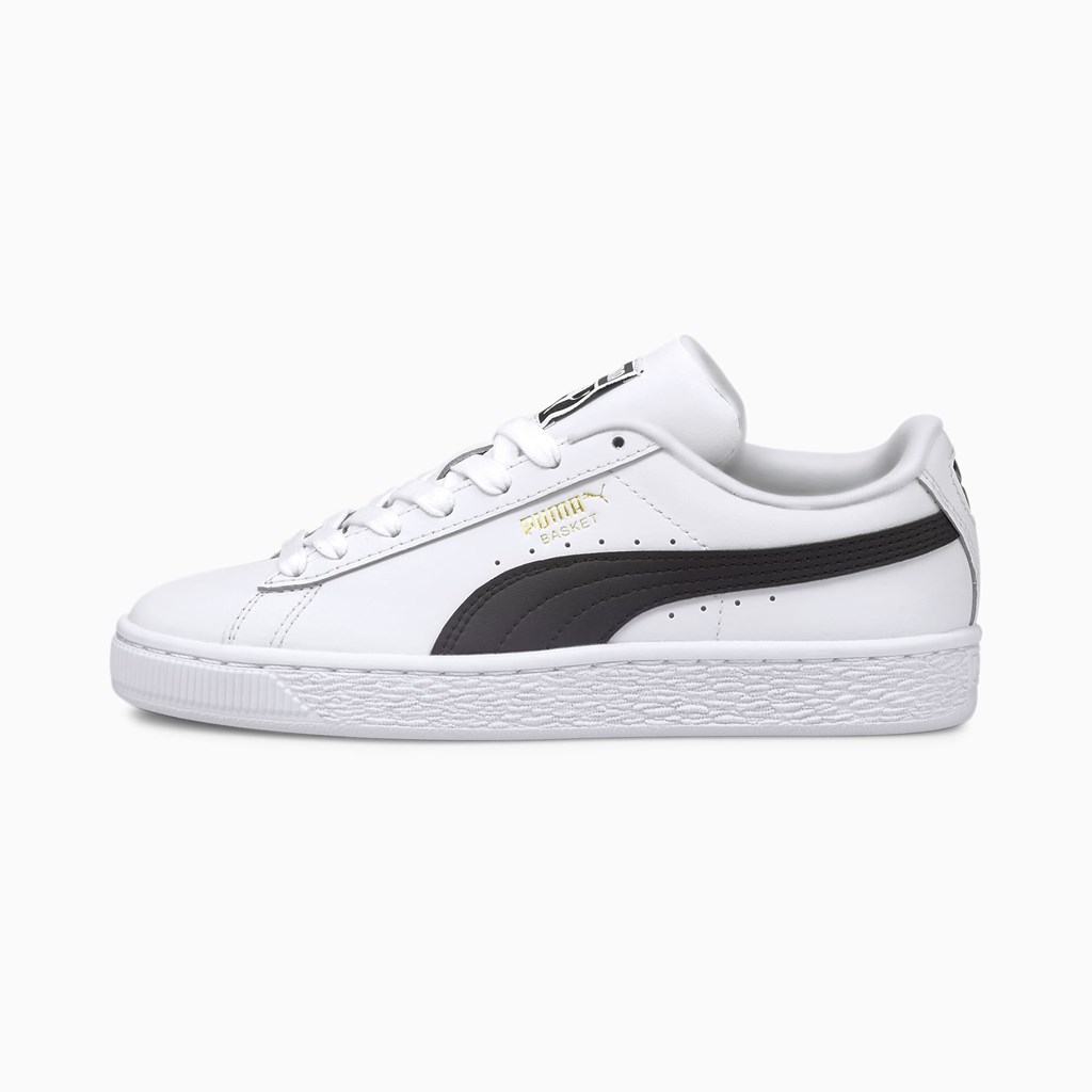 Dívčí Tenisky Puma Basket Classic XXI JR Bílé Černé | 703RLMJYF