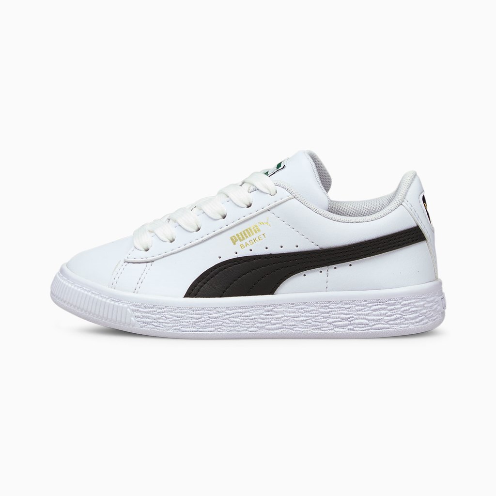 Dívčí Tenisky Puma Basket Classic XXI Little Bílé Černé | 310OIYWCS