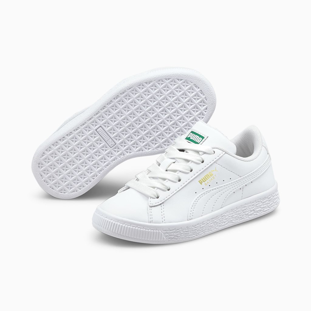 Dívčí Tenisky Puma Basket Classic XXI Little Bílé Bílé | 382DQOGPA