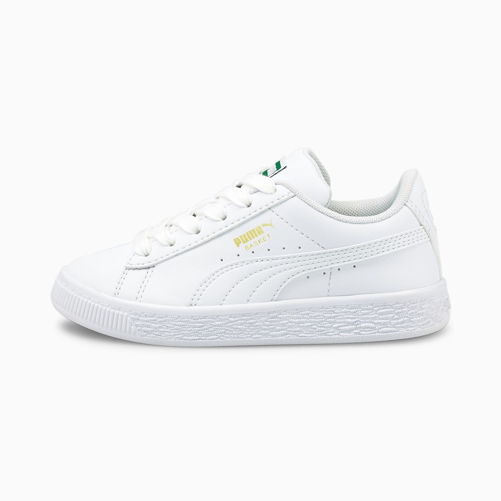 Dívčí Tenisky Puma Basket Classic XXI Little Bílé Bílé | 382DQOGPA