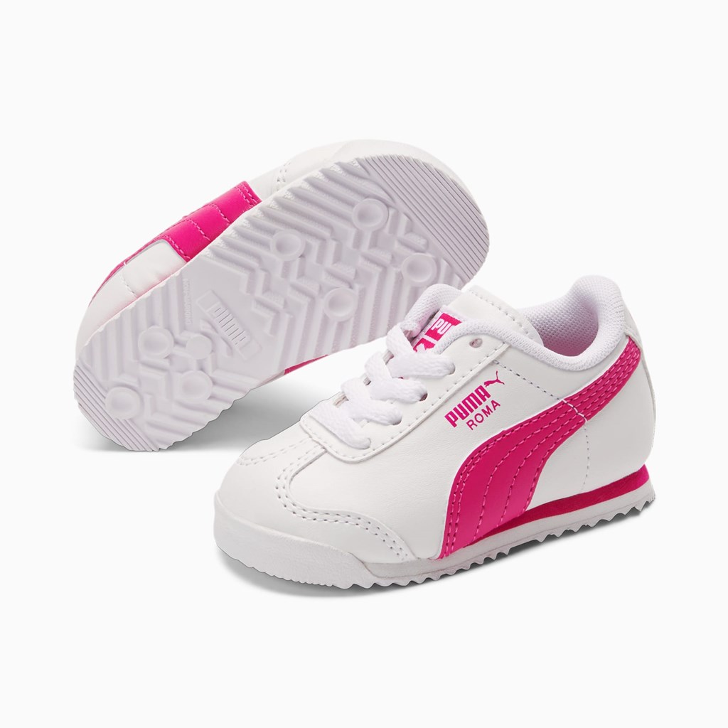 Dívčí Tenisky Puma Roma Basic Toddler Bílé Fuchsie Fialové | 574FKSEMV