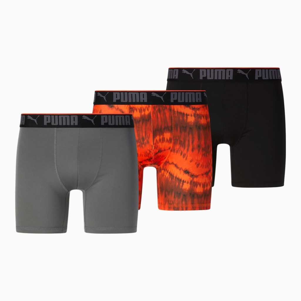 Pánské Briefs Puma Boxerské Briefs [3 Pack] Oranžové Černé | 753682-MLK