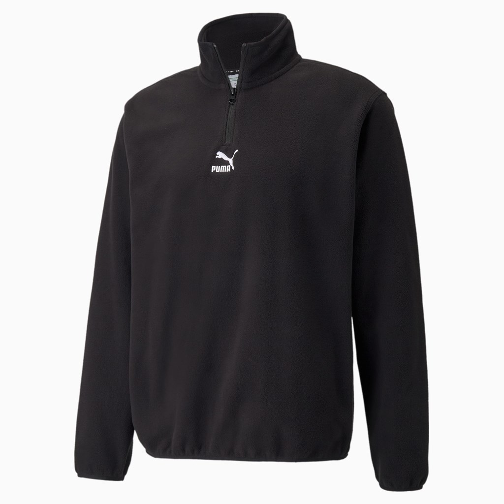 Pánské Bundy Puma Classics Polar Fleece Half-Zip Černé | 842769-ARK