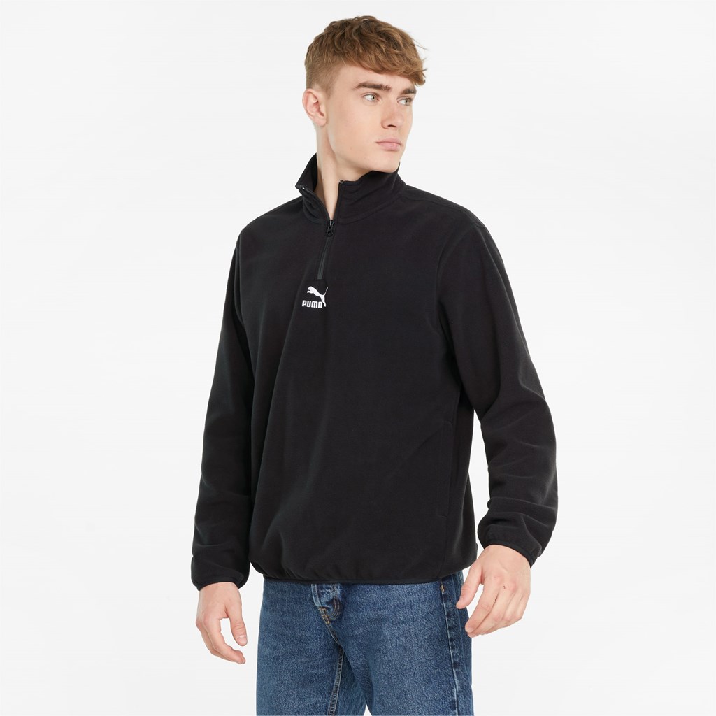 Pánské Bundy Puma Classics Polar Fleece Half-Zip Černé | 842769-ARK