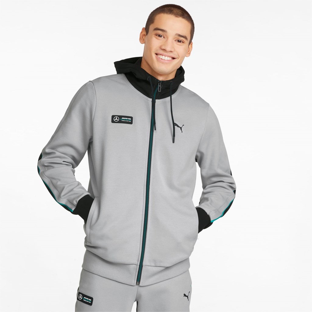 Pánské Bundy Puma Mercedes F1 S Kapucí Sweat Stříbrné | 063591-ACX