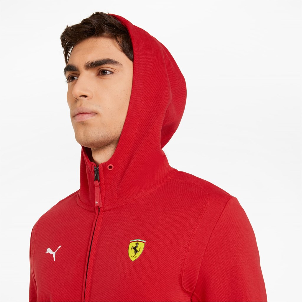 Pánské Bundy Puma Scuderia Ferrari Race S Kapucí Sweat Rosso Corsa | 295701-FOT