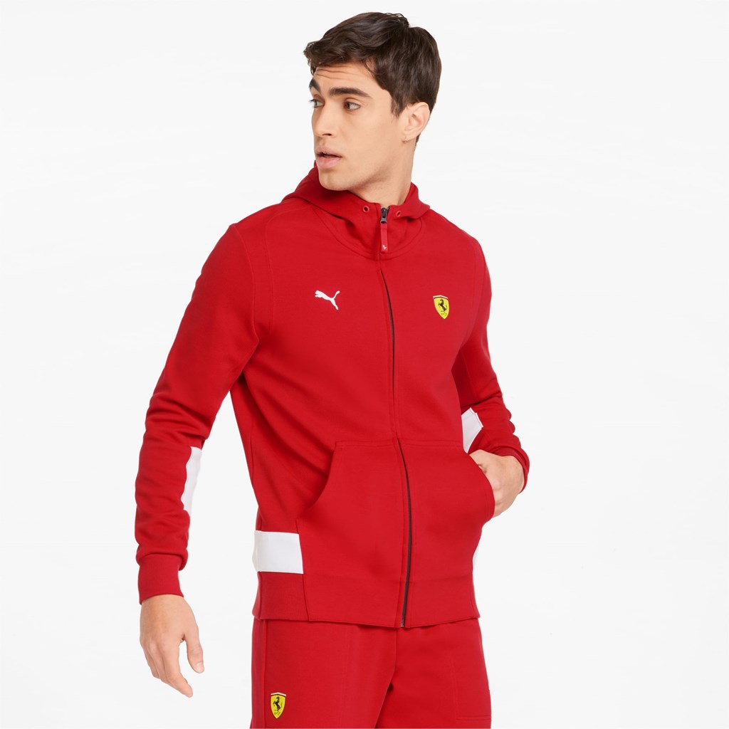 Pánské Bundy Puma Scuderia Ferrari Race S Kapucí Sweat Rosso Corsa | 295701-FOT