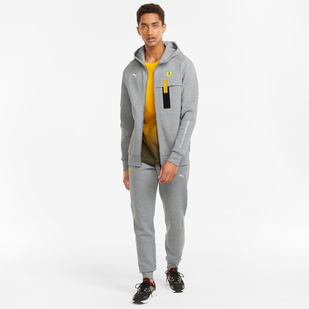 Pánské Bundy Puma Scuderia Ferrari Race S Kapucí Sweat Medium Gray Heather | 349865-ABX