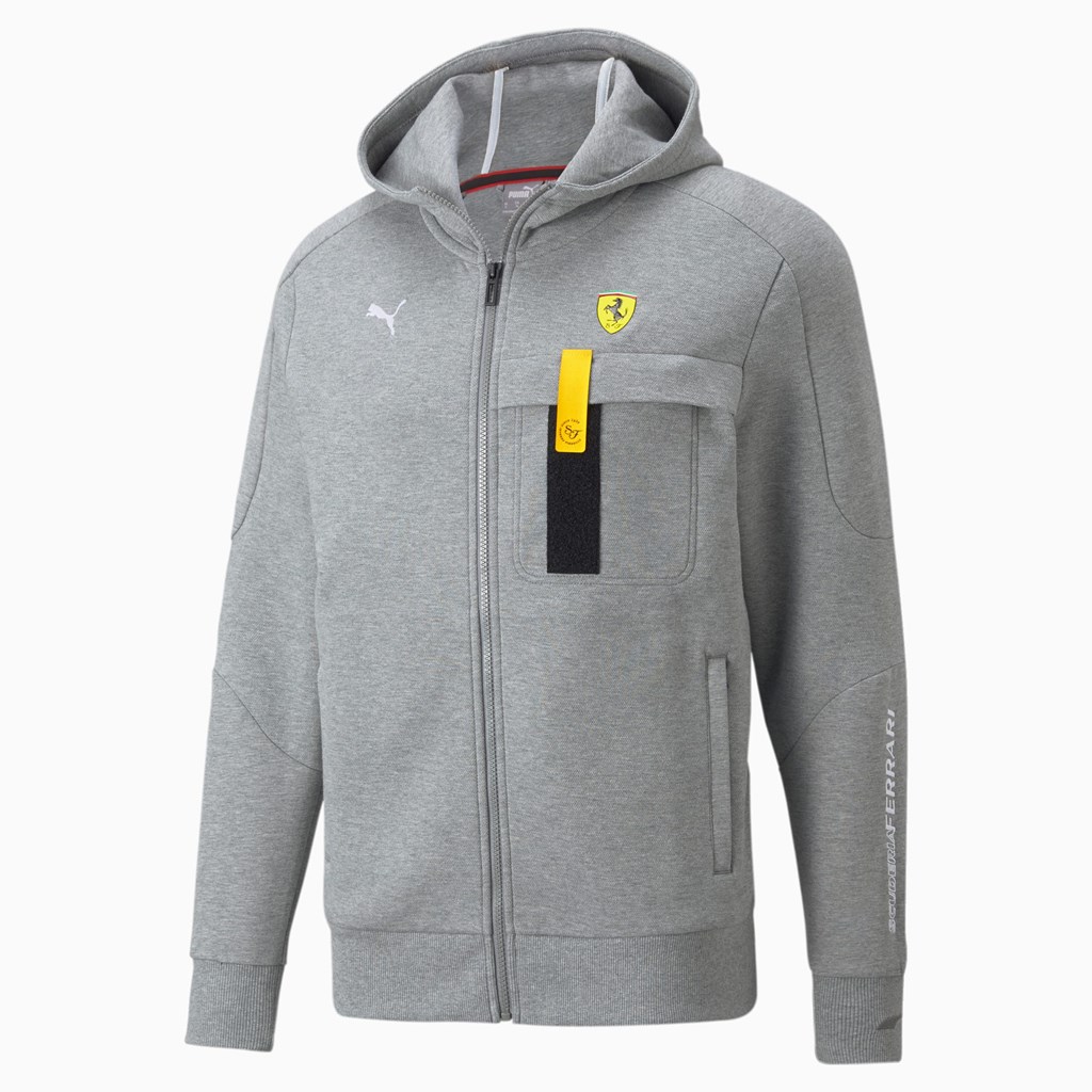 Pánské Bundy Puma Scuderia Ferrari Race S Kapucí Sweat Medium Gray Heather | 349865-ABX