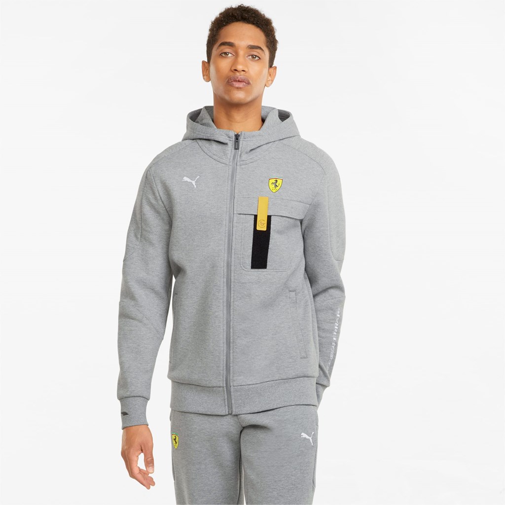 Pánské Bundy Puma Scuderia Ferrari Race S Kapucí Sweat Medium Gray Heather | 349865-ABX