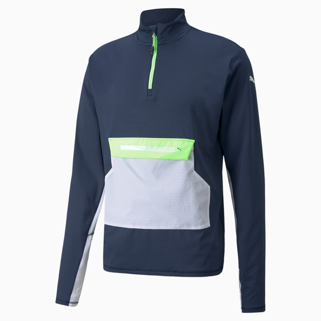 Pánské Běžecké Topy Puma COOLADAPT Half-Zip Zelene | 728GIUMXJ