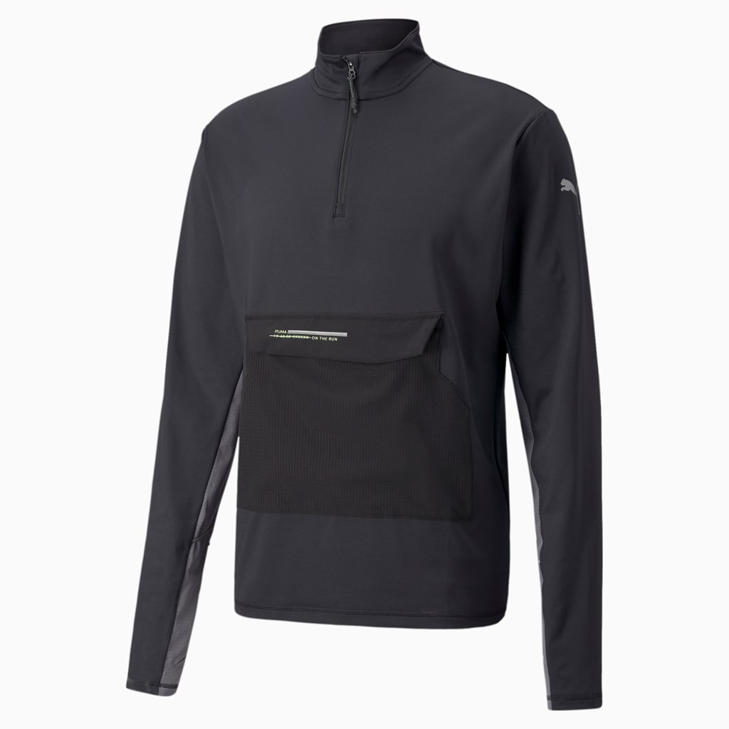 Pánské Běžecké Topy Puma COOLADAPT Half-Zip Černé | 759LIAFJX