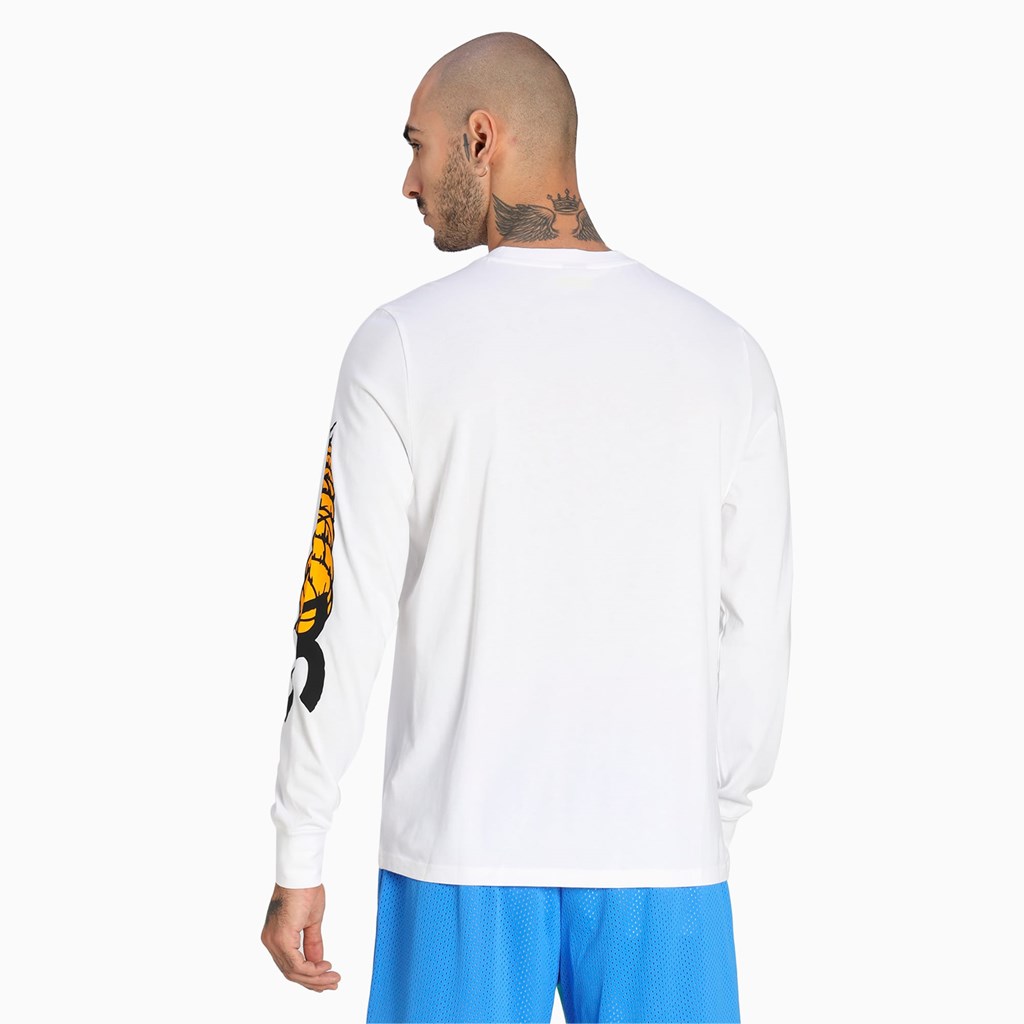 Pánské Běžecké Tričko Puma 4th Quarter Long Sleeve Bílé | 105CYOFVX