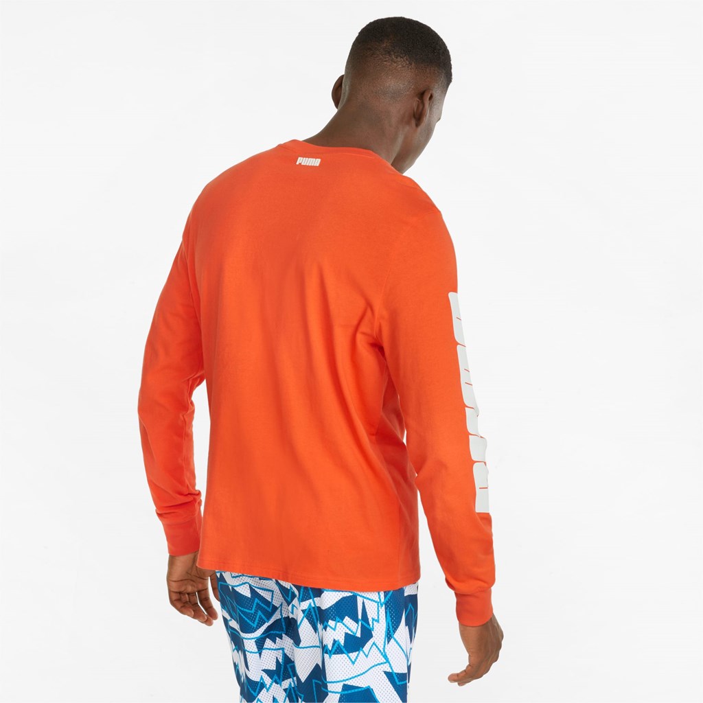 Pánské Běžecké Tričko Puma 4th Quarter Long Sleeve Cherry Tomato | 820FJIYXK