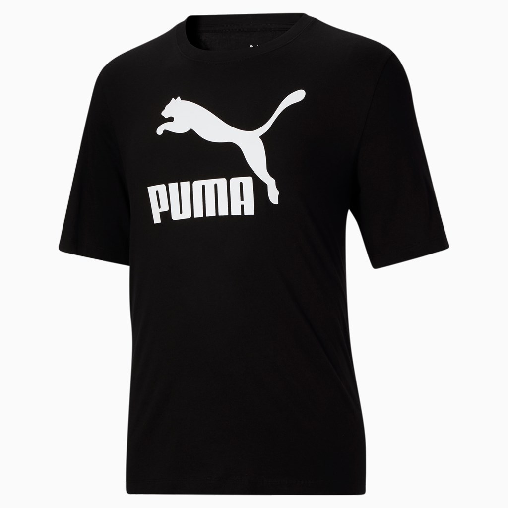 Pánské Běžecké Tričko Puma Classics Logo BT Černé Bílé | 935LVPJUW