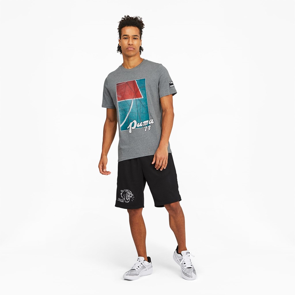 Pánské Běžecké Tričko Puma Clutch Krátké Sleeve Basketball Medium Gray Heather | 107LKWGBP