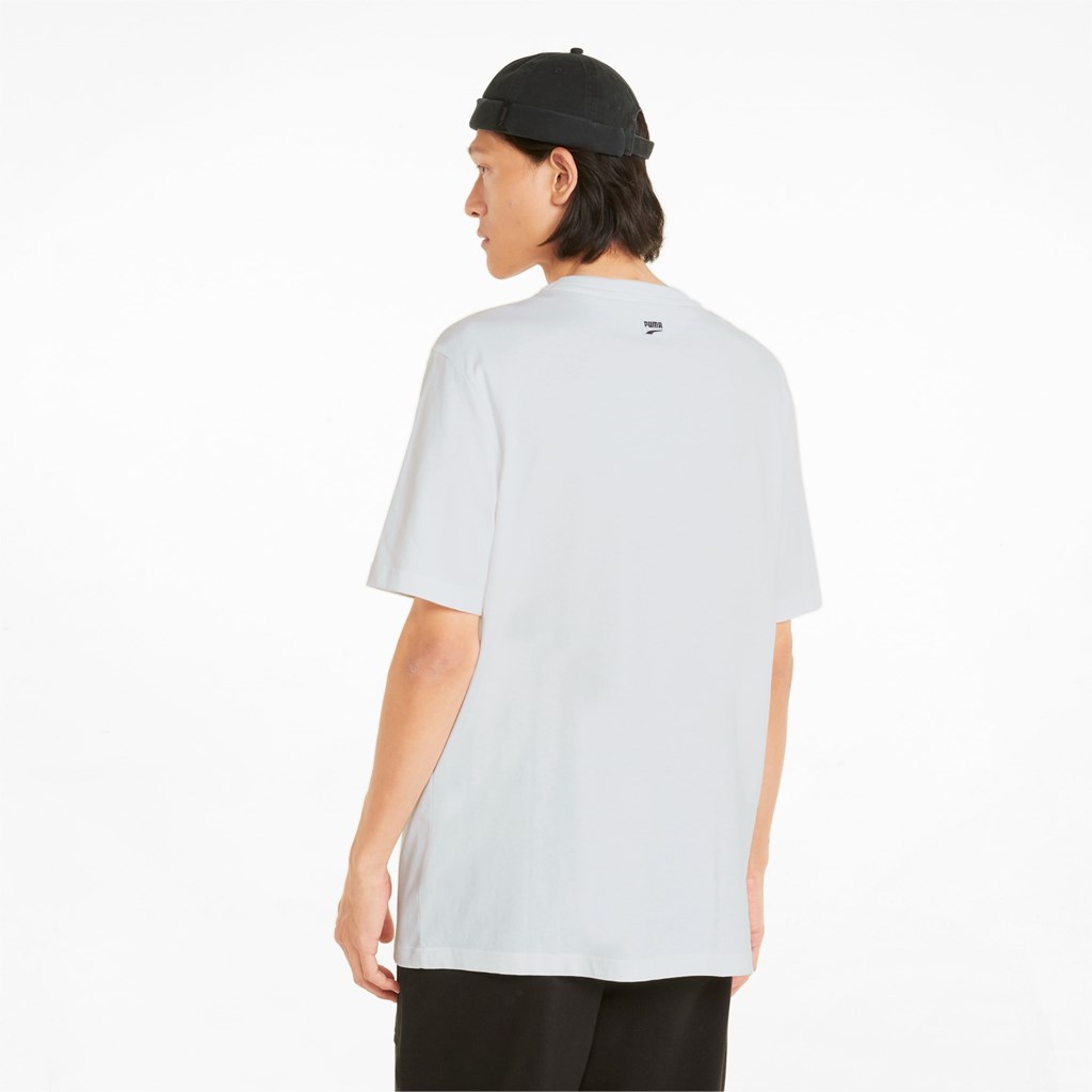 Pánské Běžecké Tričko Puma Downtown Graphic Crew Neck Bílé | 540YXSQBV