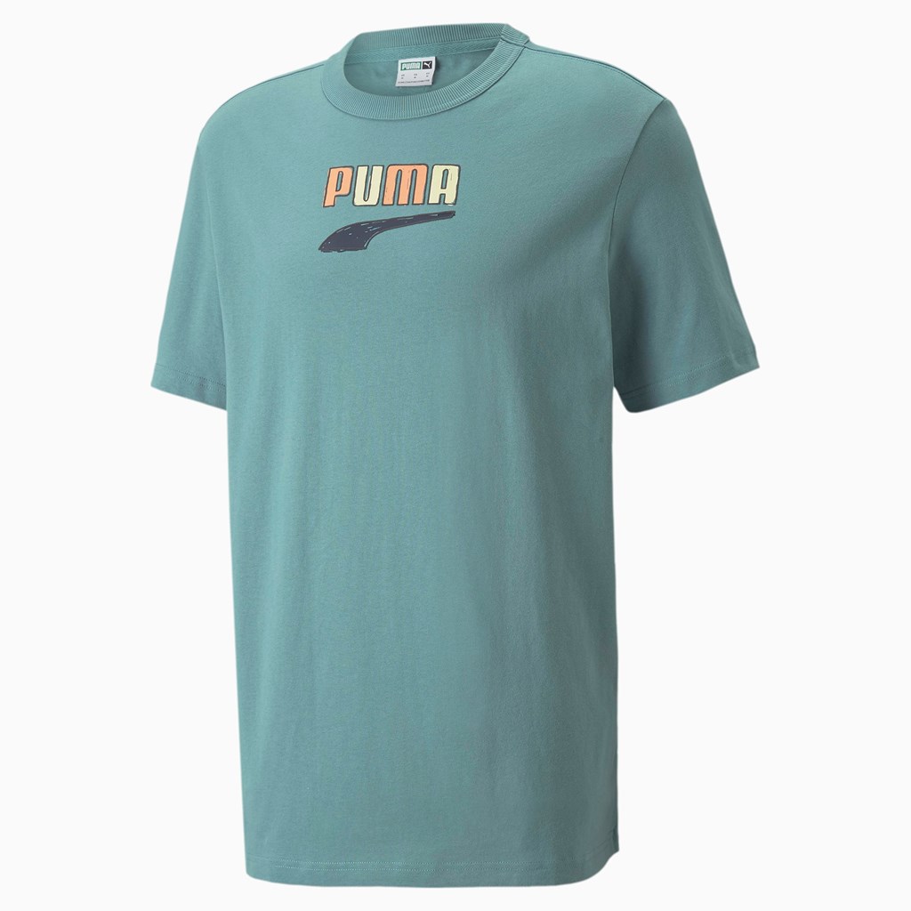 Pánské Běžecké Tričko Puma Downtown Logo Crew Neck Blankyt | 048VSNBIA