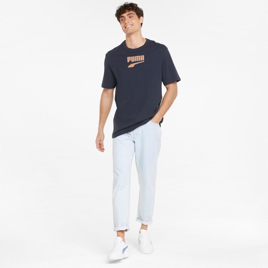 Pánské Běžecké Tričko Puma Downtown Logo Crew Neck Parisian Night | 429XLRFUG