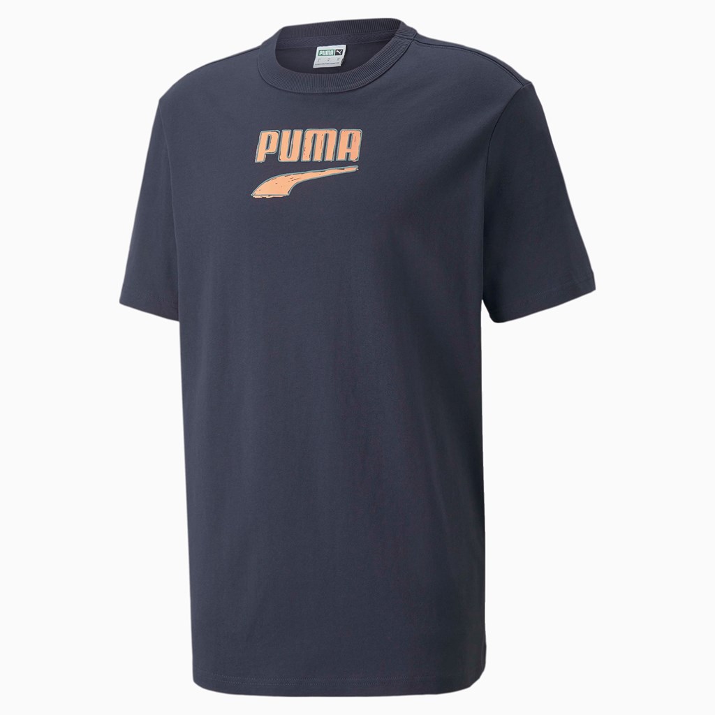 Pánské Běžecké Tričko Puma Downtown Logo Crew Neck Parisian Night | 429XLRFUG