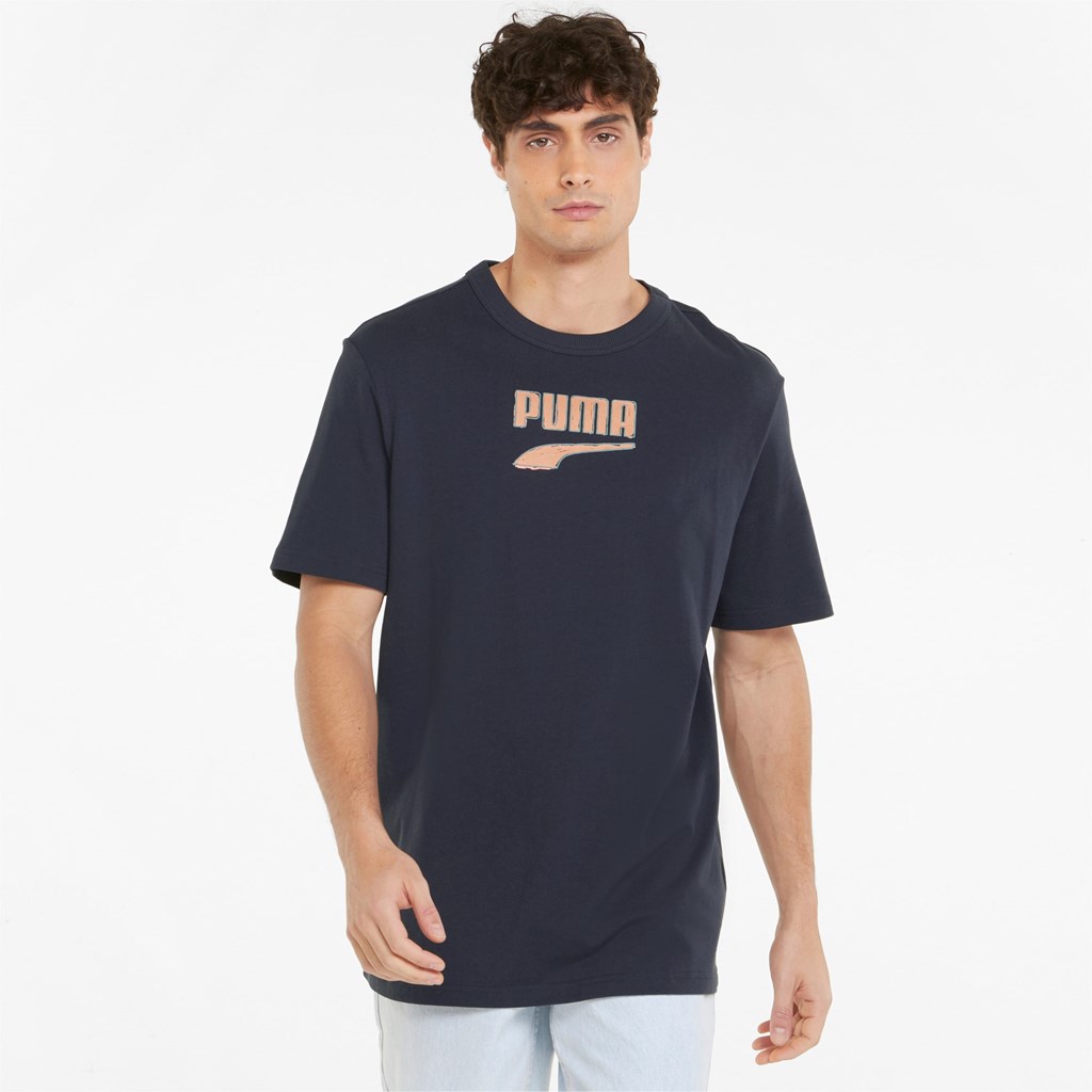 Pánské Běžecké Tričko Puma Downtown Logo Crew Neck Parisian Night | 429XLRFUG