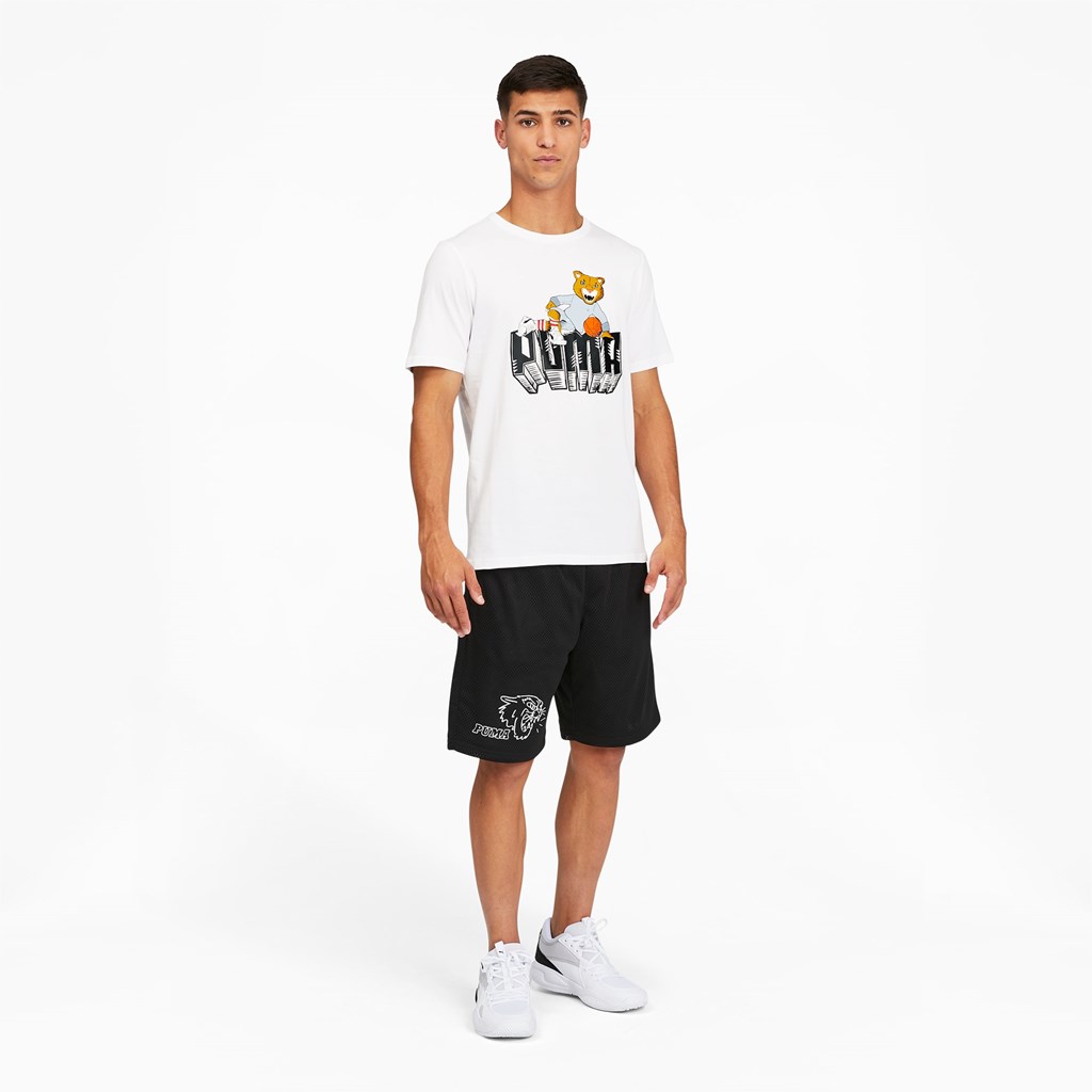 Pánské Běžecké Tričko Puma Dylan Krátké Sleeve Basketball Bílé | 628PCIMVB