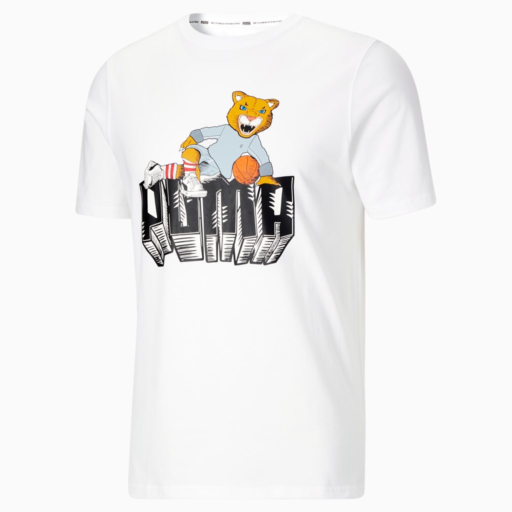 Pánské Běžecké Tričko Puma Dylan Krátké Sleeve Basketball Bílé | 628PCIMVB